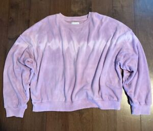 American Eagle Cropped Crew Neck Sweatshirt, Size XL, Violet Tie-dye Pullover AE