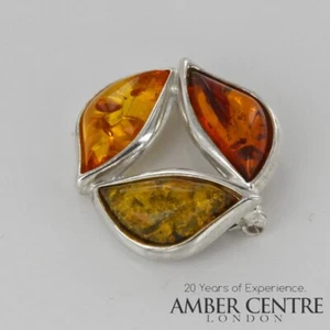 Handmade German Baltic Amber Modern Brooch In Solid 925 Silver BD086M RRP£100!!! - Picture 1 of 6