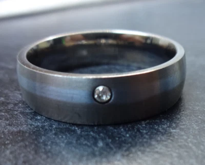 BANDA SOLITARIA DIAMANTE NATURAL GENUINO TITANIO AJUSTE CÓMODO TALLA 10 #TT 2 Foto 1 de 3