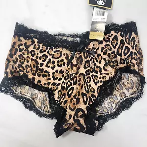 Marilyn Monroe Women's BIKINI Panties NEW $24 Small 5 Leopard Print Black Lace - Picture 1 of 3