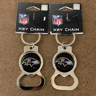 Lot of 2 NFL Baltimore Ravens Football Logo Bottle Opener Key Chains NWT - Image 1 of 4