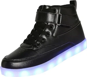 Voovix Unisex LED Shoes Light Up Shoes Black High Top for Children Size 10 ~NEW - Picture 1 of 3