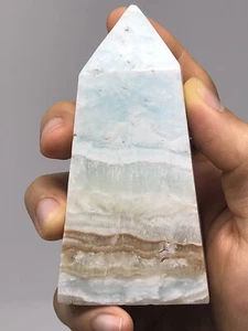 Beautiful Caribbean Blue Calcite Tower Large 10.3oz! Aragonite Pakistan N9 - Picture 1 of 10