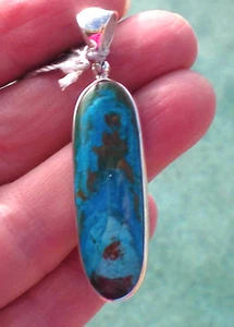 Peruvian Blue Opal Pendant - Starborn - Sterling Silver j2182 - Picture 1 of 2