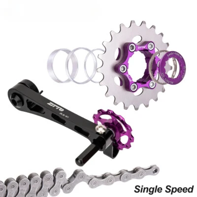 Juego de tensor de cadena de una sola velocidad para bicicleta plegable MTB 1x rueda libre de cadena 1 velocidad Foto 1 de 4