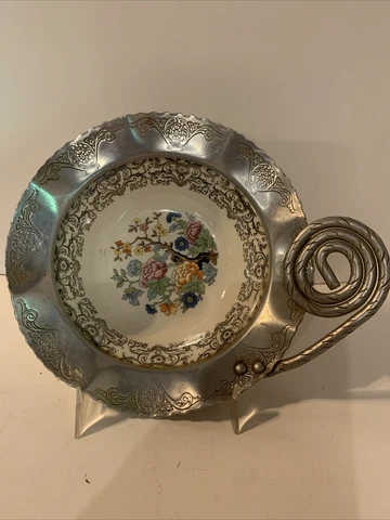VINTAGE FARBER & SHLEVIN INC. FLORAL ALUMINUM BASKET/BOWL/CANDY DISH Cover
