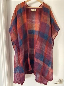 Vintage Rose Roques Mohair Sweater Cape Shall Swaziland One Size Multicolor - Picture 1 of 10