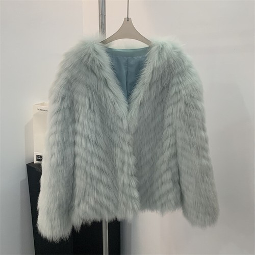 OFF WHITE Cappotto donna pelliccia di volpe vera pelliccia di moda donna invernale pelliccia pelosa cappotto invernale