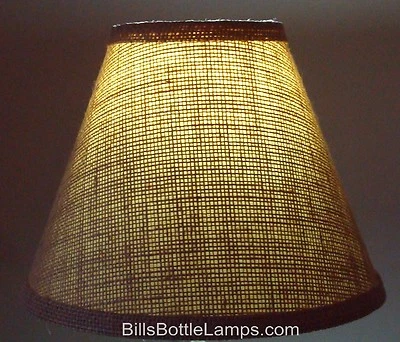 Rustic Cottage Cabin Burlap Table Light LAMP SHADE "Clip-On" Bulb 9" inch Cone - Image 1 of 4