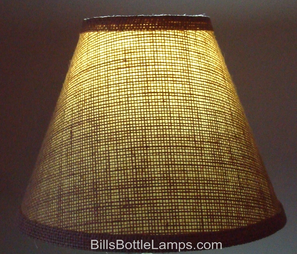 Rustic Cottage Cabin Burlap Table Light LAMP SHADE "Clip-On" Bulb 9" inch Cone - Image 1 of 4