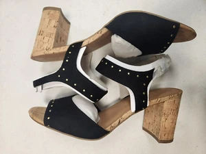 Aerosoles High Point Black Fabric Heeled Sandals, Women's Size 10 (F8D2762) - Picture 1 of 11
