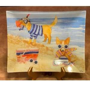 Beach Dogs, Geoff Allen Design Glasplatte, veröffentlicht von Mason Studios NY City - Bild 1 von 4
