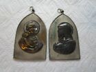 Vintage Set Of 2 Retro Metal Plaques Ornaments Of Jesus And Mary 1940S Rare