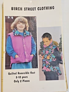 Quilted Vest Reversible 2-12 Years Birch Street Clothing Sewing Pattern UC Easy - Picture 1 of 7