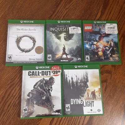 Lote de 5 juegos para Xbox One Dying Light COD Advanced Warfare Leggo Hobbit Inquisition... Foto 1 de 4