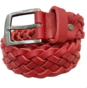 Ceinture Tressée Paul.hide Cuir Tressé Tissè Italie Italy Largeur 3,5cm Rouge - Picture 1 of 4