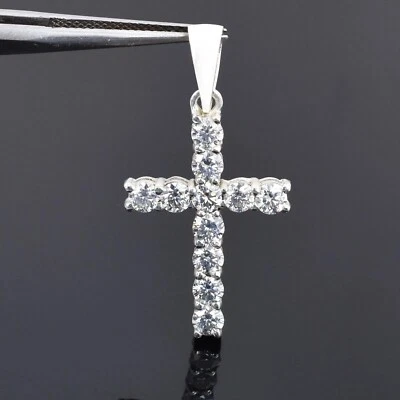 Gorgeous 5Ct Certified White Round Cut Diamond Cross Pendant, Unisex Gift. - Image 1 of 4