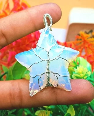 Piedras preciosas opalita natural alambre de cobre envuelto árbol estrella colgante joyería regalo~ Foto 1 de 4
