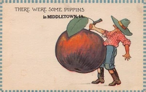 1912 Middletown Iowa IA Apple There Were Some Pippins Exaggerated Postcard - Picture 1 of 2