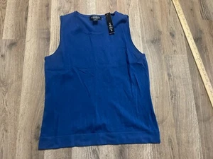 August Silk Tank Top, Women's Size XL, Blue, Sleeveless, Round Neck NWT - Picture 1 of 11
