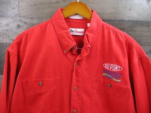 Vintage Nascar Shirt Mens 2XL Red Dupont Racing Short Sleeve Button Up Cotton - Picture 1 of 10