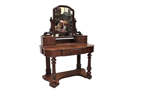 Antique English Elizabethan Mahogany Princess Vanity Circa 1870 Cover