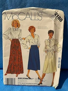 McCalls Sewing Pattern 1980s Misses Skirt 2 Lengths Size 10-12-14 Uncut - Picture 1 of 6