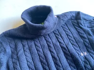 SUN68 Dunkelblauer Luxus Strickpulli Pullover Rollkragen mit Cashmere Gr.4 104 - Bild 1 von 7