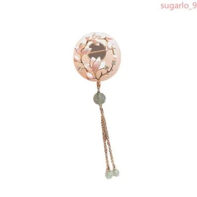 Chinese Ancient Jade Orchid Tassel Brooch High-end Chest Flower Hanfu — 第 1/3 张图片