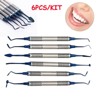 Kit de 6 piezas de espátula de relleno de resina compuesta dental azul enchapado en titanio herramienta de reparación Foto 1 de 4