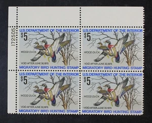 CKStamps : US Stamps Scott #RW41 $5 Duck Plate Block of 4 Mint NH OG $72+ - Picture 1 of 2