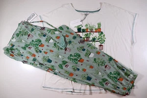FAT FACE JOSIE HOUSE PLANT PRINT PYJAMA PANTS SET GREEN 972690 WOMEN UK24 SHORT - Picture 1 of 24