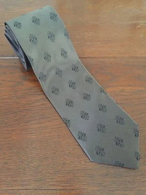 GIANFRANCO FERRE 美丽 Moire 经典几何深绿色/棕色丝绸领带 — 第 1/3 张图片