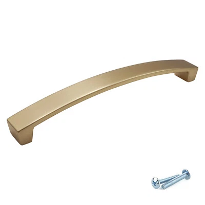 Brushed Brass Bow Kitchen Cabinet Door Handles Cupboard Drawer Bedroom Furniture - Image 1 of 4