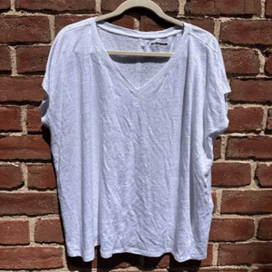 Camiseta Eileen Fisher $118 de lino orgánico cuello en V boxy blanca XL - Imagen 1 de 10