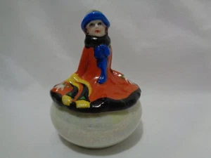 Old Trico Nagoya Japan Art Deco Figural Lady Vanity Dresser Powder Jar - Picture 1 of 11
