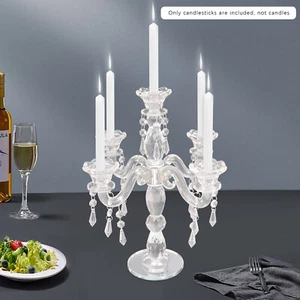 Crystal Candle Holder Candelabra 5-arm Wedding Birthday Party Gift Candlestick - Picture 1 of 13
