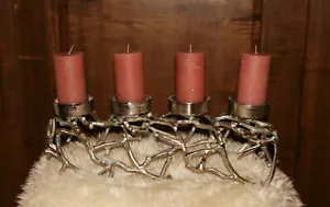 Exclusiver Adventskranz Alu silber Handarbeit Adventsdeko Weihnachtsdeko NEU - Bild 1 von 3