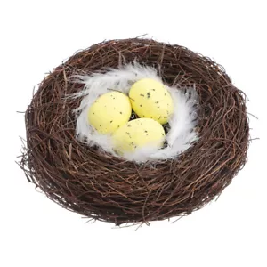 1pc Artificial Rattan Bird Nest Easter Eggs Nest Handmade Nest Easter Ornament - Picture 1 of 12
