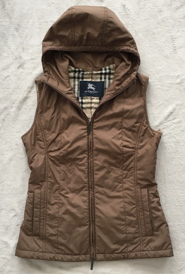 Burberry womens Brown Nova Check Hooded Vest Gilet Waistcoat jacket size 36 - Image 1 of 4