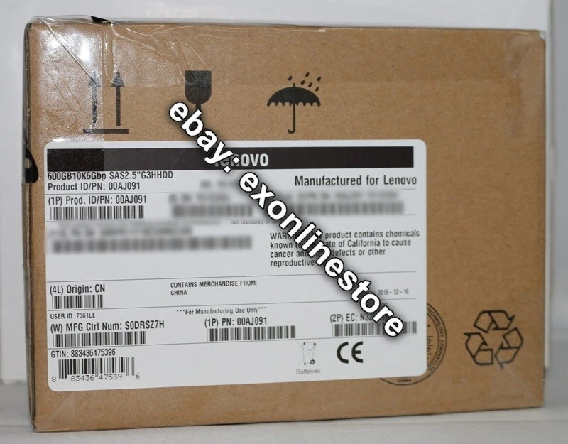 00AJ091 - 600GB 10K 6Gbps SAS 2.5" G3 Hot Swap HDD (FRU: 00AJ092) - Image 1 of 1