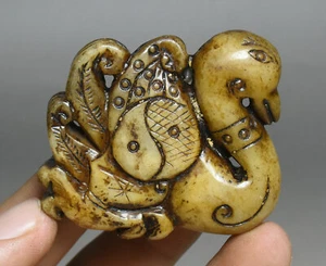 5 CM China Natürliche Alte Jade Feng Shui Phoenix Phoenix Vogel Tier Anhänger - Picture 1 of 4