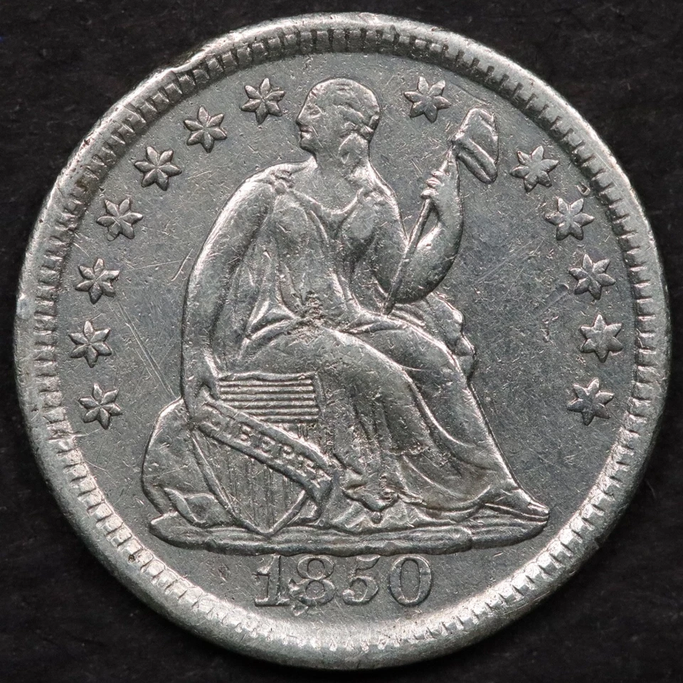 1850 Seated Liberty Half Dime - AU Details Cleaned - Image 1 of 2
