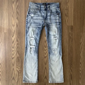 Buckle Black Jeans Womens 30S Blue Bootleg No3 Distressed Grunge Acid Wash Denim - Picture 1 of 17