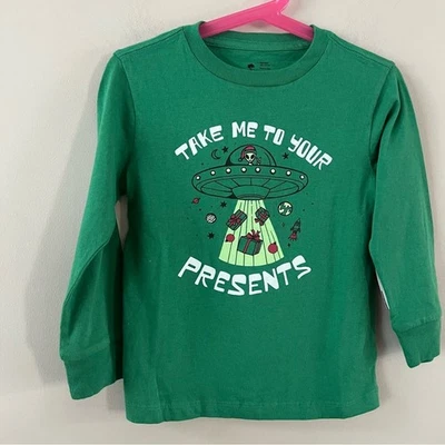 Tucker & Tate Take me to your presents holiday alien graphic tee size 3 Green - Image 1 of 4