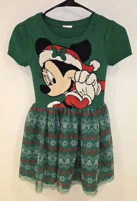 Disney Minnie Mouse рождественский свитер балетной многослойное платье девочек размер S (4-5) зеленый - Изображение 1 из 4