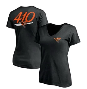New Fanatics Women's Black Baltimore Orioles V-Neck T-Shirt NWT M - Picture 1 of 6