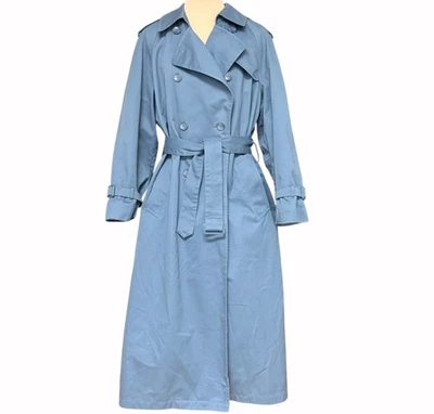 coat LONDON FOG S/M classic vintage trench blue removable lining cotton nylon - Image 1 of 4