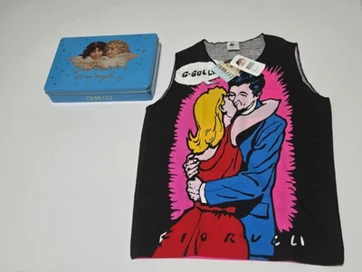 FIORUCCI RARE VTG 80s WOMEN'S NEW WAVE ITALIAN FASHION POP ART KISS T-SHIRT NIB - Image 1 of 4