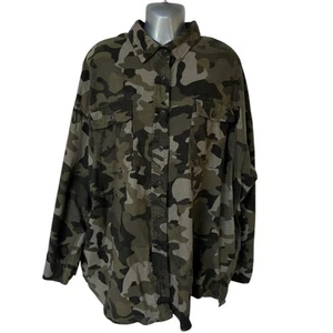 Camicia con bottoni Wild Fable mimetica verde flanella top donna taglia XL - Foto 1 di 10